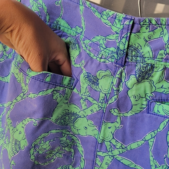 Lilly Pulitzer Callahan Shorts "Multi Lilly Loves Hawaii" Elephants Green Size 6 - Picture 5 of 12
